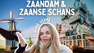 A trip to Zaandam and Zaanse Schans windmills near Amsterdam 💚 Netherlands travel vlog [upl. by Ebanreb]