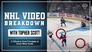 3 Offensive Zone Principles to Score More Goals  NHL Video Breakdown by Topher Scott [upl. by Enwad]