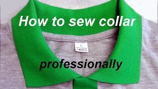 ✂✂ How to Sew a tshirt collar Polo ✂ Jak wszyć kołnierzyk do koszulki polo Kurs szycia [upl. by Dill]