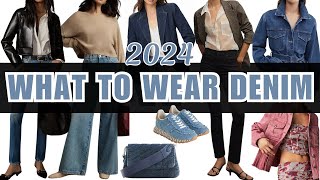 What To Wear Denim Styles For Spring 2024  Denim Jeans Jackets Handbags and Shoe Trends [upl. by Goines]