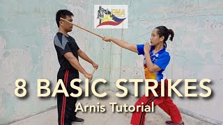 8 Basic Strikes  Arnis Tutorial [upl. by Htiekram553]