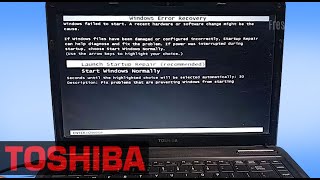 TOSHIBA  Windows Error Recovery Windows Failed to Start Launch Startup Repair [upl. by Jerrilee]