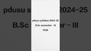 pdusu syllabus 202425  semester 3  new syllabus pdususikar [upl. by Adnolat]