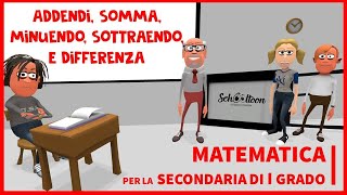 Addendi somma minuendo sottraendo differenza  Algebra  Secondaria di Primo Grado [upl. by Ahsilif488]