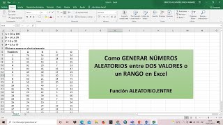 Generar Números ALEATORIOS entre DOS VALORES o un RANGO en Excel  Función ALEATORIOENTRE [upl. by Eyot179]