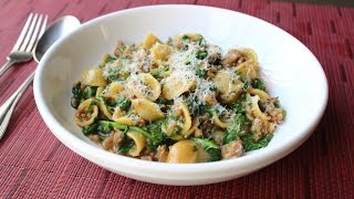 “One Pan” Orecchiette Pasta with Sausage and Arugula  How to Cook Pasta amp Sauce in One Pan [upl. by Redep]