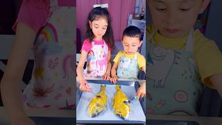 Children prepare a healthy and tasty bream fish shorts viralvideo food trends kids viralshorts [upl. by Heger]