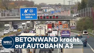 TRAGISCHER UNFALL AUF DER A3 Lärmschutzwand stürzt auf Kleinwagen  23Jährige tot [upl. by Ellennad770]