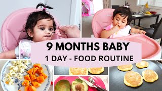 9 MONTHS BABY  1 DAY  FOOD ROUTINE   BREAKFAST LUNCH DINNER babyfood [upl. by Fridell]