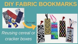 Make fabric bookmarks reusing cereal boxes no sewing [upl. by Atinaw]