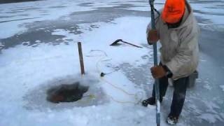 Winter Fishing with Nets on Delaronde Lake Saskatchewan [upl. by Eeliab]