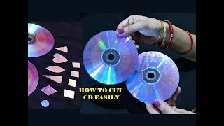 How To Cut CD DVD Easily For Craft  3 Easy Method  CD craft  Best out of waste [upl. by Londoner]