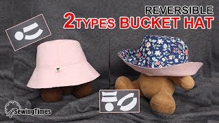 DIY Bucket Hat 모자 만들기  How to make a hat 2 Types Free Pattern sewingtimes [upl. by Nohshan]