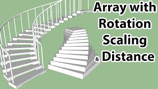 Array with Rotation Scaling amp Distance In SketchUp [upl. by Asiaj]