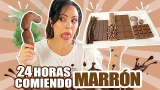 24 HORAS COMIENDO MARRÓN  RETO SandraCiresArt  All Day Eating Brown Food Challenge [upl. by Anyale]