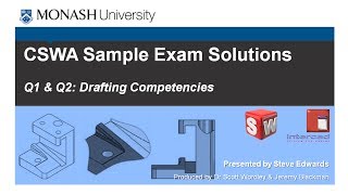 SolidWorks CSWA Practice Exam Solutions Part 2 Q1 2 amp 3 Drafting Competencies [upl. by Asikal]