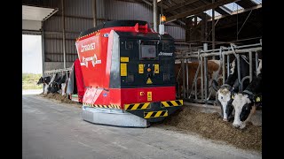 Triomatic batterypowered feeding robot  for automatic feeding of livestock [upl. by Bamford689]