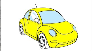 Wie man gelbes Auto zeichnet  Zeichnen und Ausmalen  How To Draw Yellow Car [upl. by Notsrik]