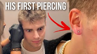 Guys First Ear Piercing Experience 😱 undergroundbodypiercing [upl. by Palmer964]