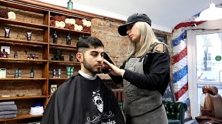 29 Haircut From Female Barber in Moscow Russia [upl. by Ees122]