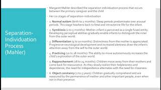 Psychiatry Review SeparationIndividuation Process Margaret Mahler [upl. by Ynahteb]