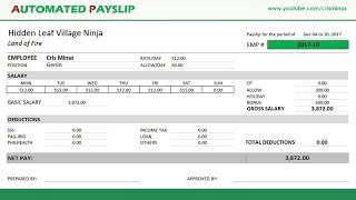 How to create AUTOMATED PAYSLIP in Excel [upl. by Auqinahc802]