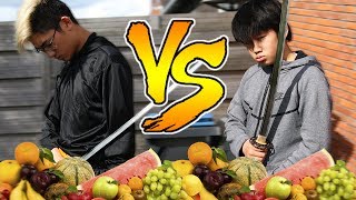 NINJA ZWAARD VS FRUIT MET BROERTJE [upl. by Nannarb]