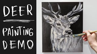 Deer Painting Tutorial  How to paint a Deer on Canvas  Acrylic [upl. by Auka414]