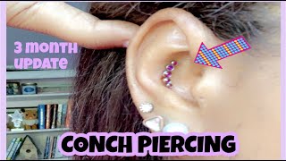 3 Month Conch Piercing Update  Aftercare Pain Healing Tips [upl. by Thagard]