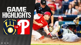 Brewers vs Phillies Game Highlights 6324  MLB Highlights [upl. by Bartolomeo]