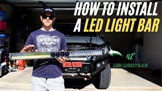 How To Install a Light Bar  42quot Auxbeam Roof Light Bar Install  How to Wire up a LED Light Bar [upl. by Cohlette]