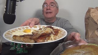 ASMR Eating IHOP Grinchs Green Pancake Combo Breakfast [upl. by Rahm]