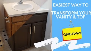 DIY Bathroom Vanity and Countertop Makeover [upl. by Gladdy]