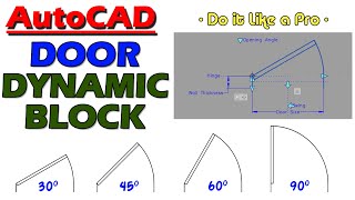 45  Door Dynamic Block in AutoCAD deepakverma [upl. by Aynatan]