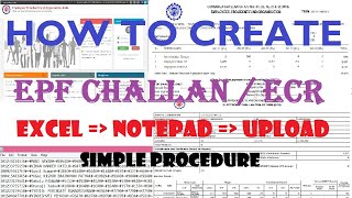 EPF Challan  ईपीएफ  How to create EPF  ECR file Monthly [upl. by Ahsemed]