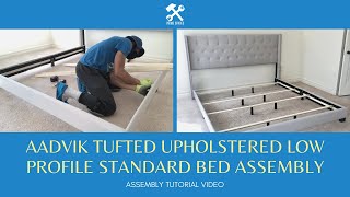 Aadvik Tufted Upholstered Standard Bed Assembly  How to Assemble A Standard Bed Step By Step [upl. by Orabla559]