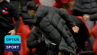 Jurgen Klopp reacts to pulling his hamstring after celebrating goal [upl. by Smail252]