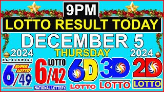 Lotto Result Today 9pm December 5 2024 PCSO [upl. by Pattison]