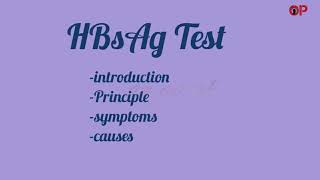 HBsAg test introduction method principle symptoms causes [upl. by Anirrak847]