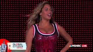 BeyonceBow Down Flawless Feeling myself and Yonce at 2015 Global Citizen Festival HD [upl. by Anileva]