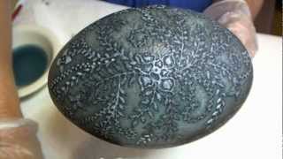 How to Etch Emu Eggs to create Pysanky or Batik style Etched Etching Eggshell [upl. by Andre]