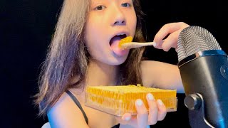 ASMR  Eating Raw Honeycomb Lots of Sticky Sounds [upl. by Lawson61]