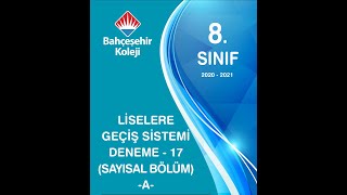 BAHÇEŞEHİR KOLEJİ 17 DENEME FEN ÇÖZÜMLERİ [upl. by Ayo582]