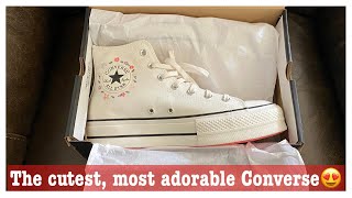 Unboxing Converse Chuck Taylor All Star Lift Platform Embroidered Little Flowers Sneakers  ASMR [upl. by Livesay316]