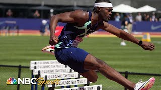 Rai Benjamin NEARLY takes down 400m hurdles world record clinches Tokyo spot  NBC Sports [upl. by Ergener149]