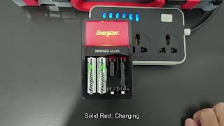 Energizer Battery Charger Light Meanings Flashing Red Solid Red Solid Green [upl. by Aihsrop]