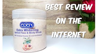 EDEN EXTRA WHITENING APRICOT FACE amp BODY SCRUB REVIEW Straight to the point 🎯 [upl. by Erapsag211]