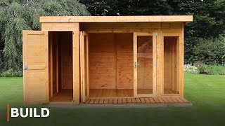 BUILD  12 x 8 Contemporary Summerhouse with Side Shed Installation [upl. by Ynamreg]