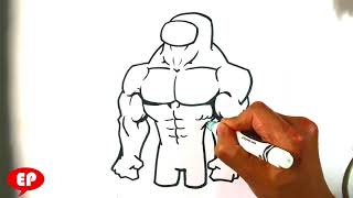 How to Draw Among Us  Muscular Crewmate Step by Step [upl. by Zane]