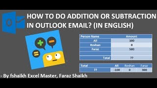 Add or Subtract a data in Outlook Email body without using excel [upl. by Duquette]